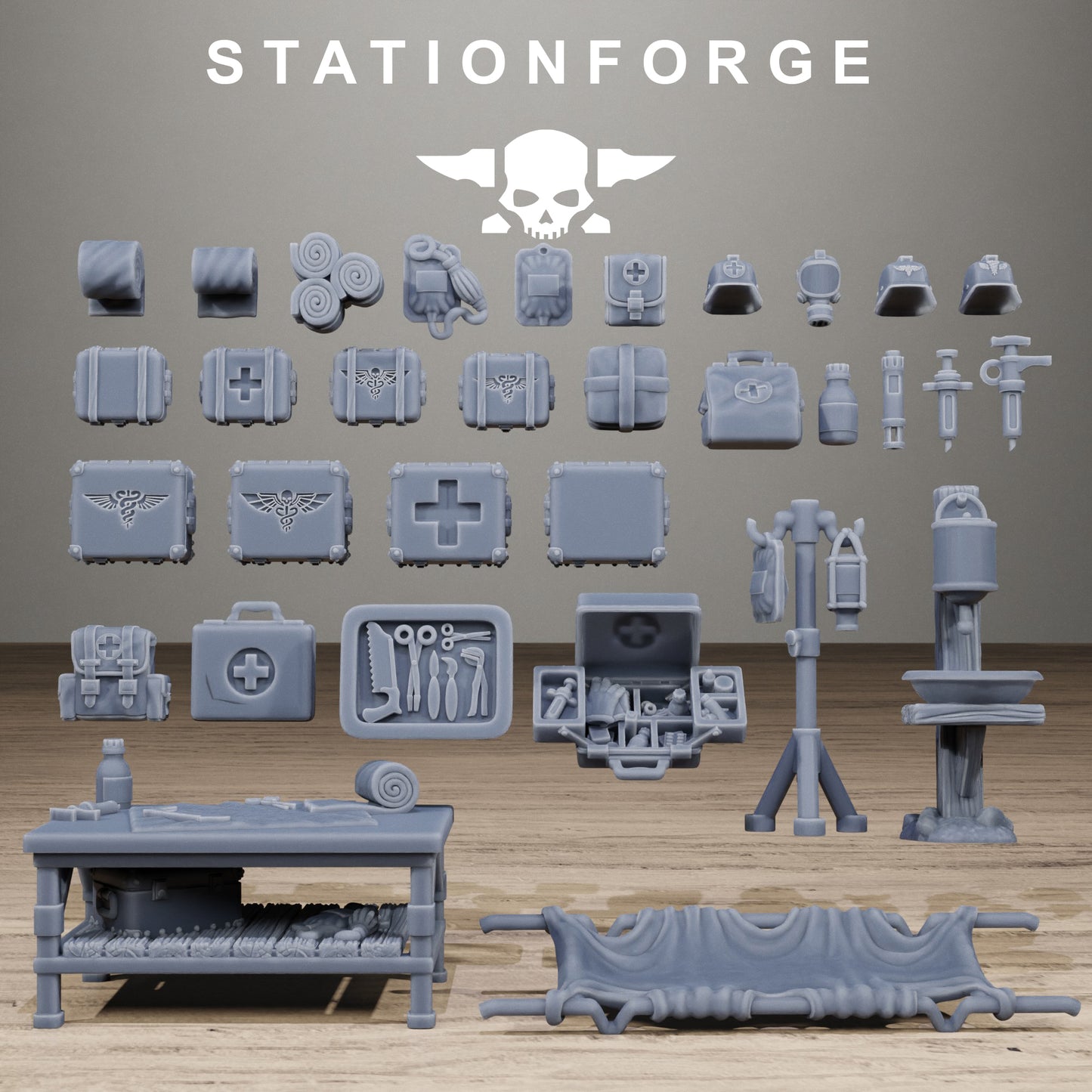 GrimGuard Medical Bits | 32-Piece Resin Accessory Set