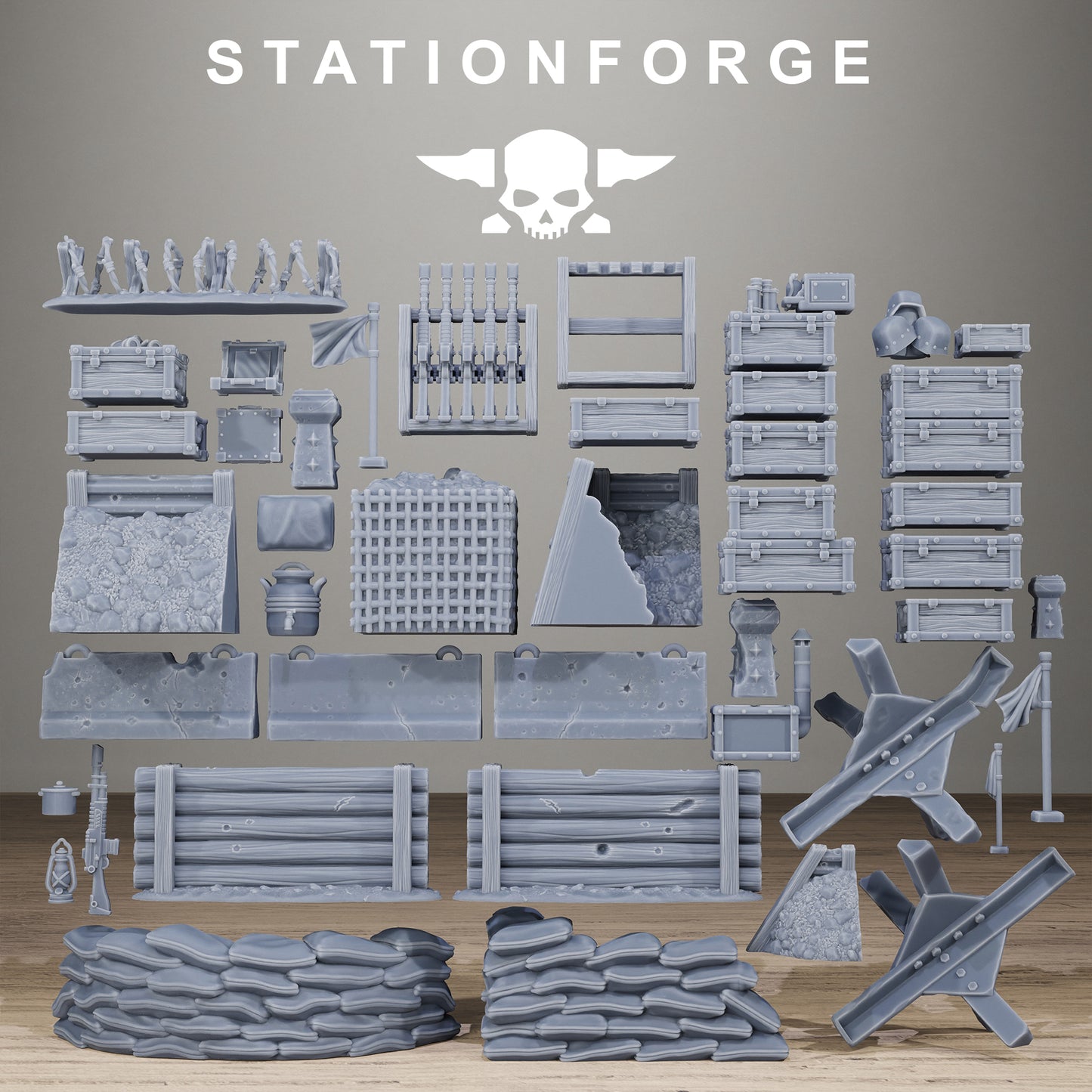 GrimGuard War Terrain Bits | 44-Piece Resin Terrain Set