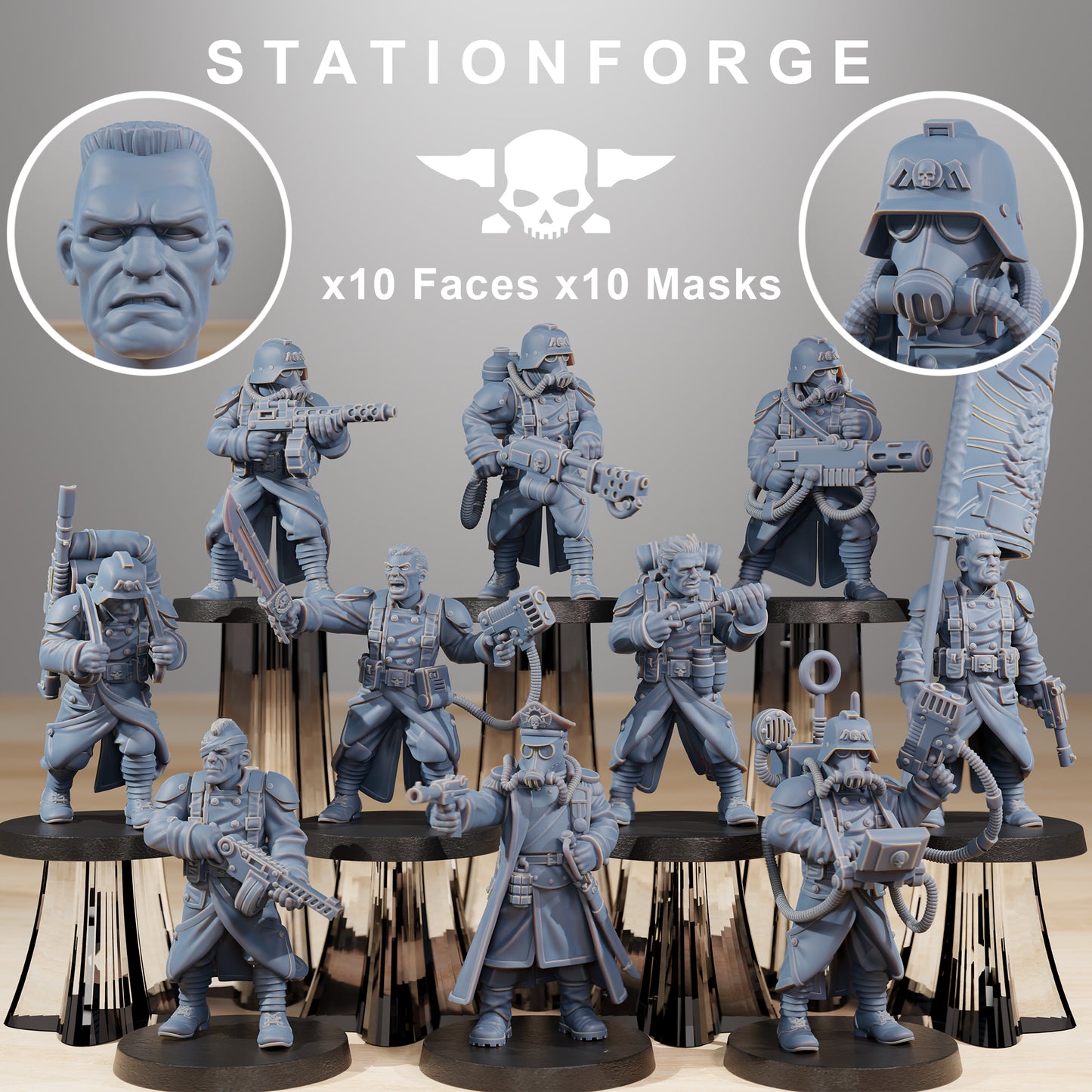 GrimGuard Combatants – Set of 10 | Resin Miniatures